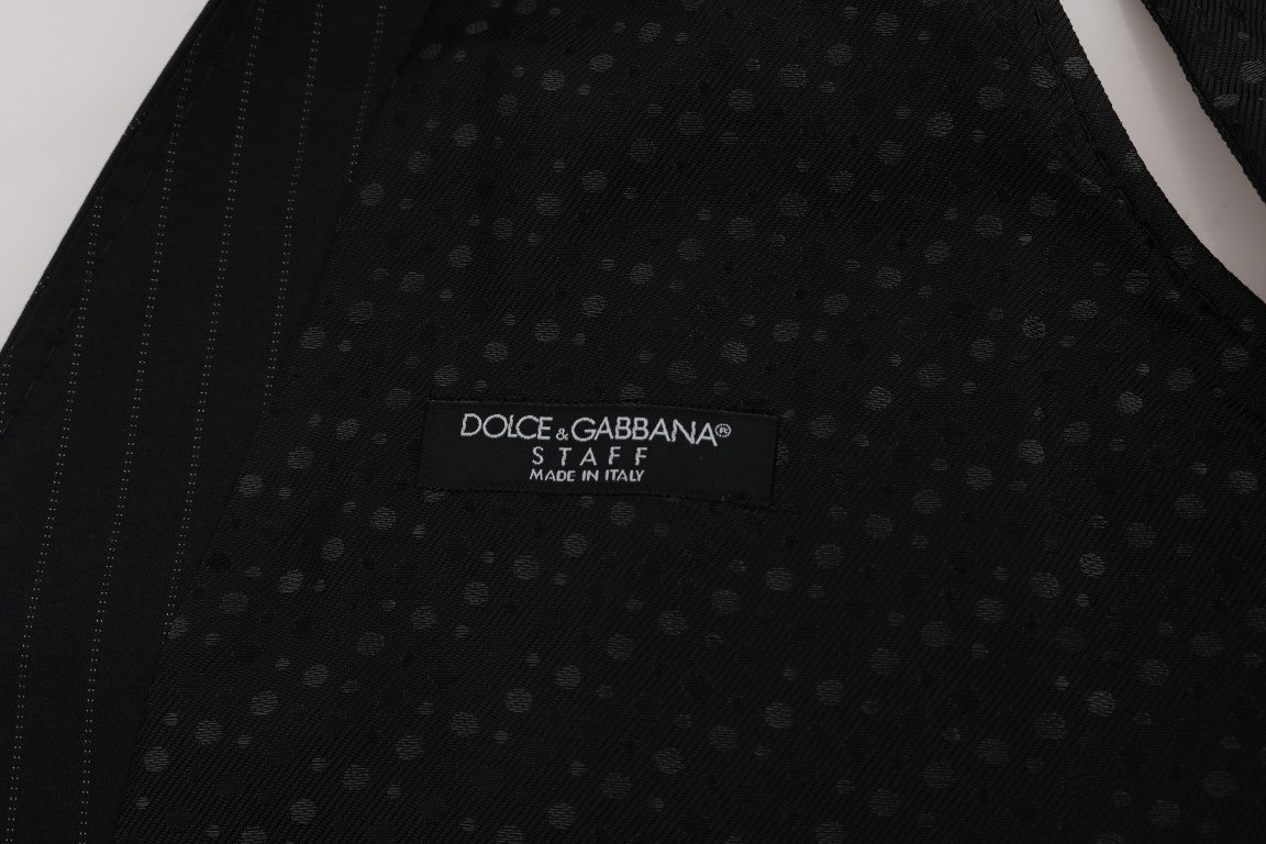 Dolce &amp; Gabbana Graue STAFF gestreifte Weste aus Baumwolle