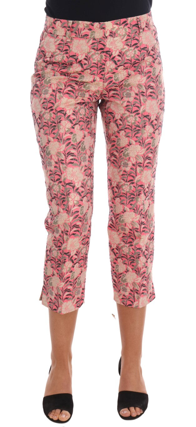 Dolce &amp; Gabbana Pink Floral Brocade Capri Pants