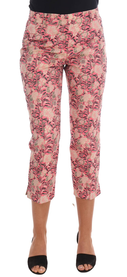 Dolce &amp; Gabbana Pink Floral Brocade Capri Pants