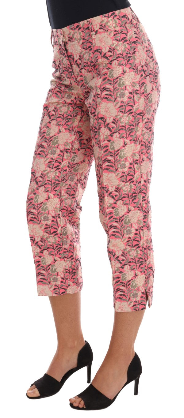 Dolce &amp; Gabbana Rosa Blumenbrokat-Caprihose