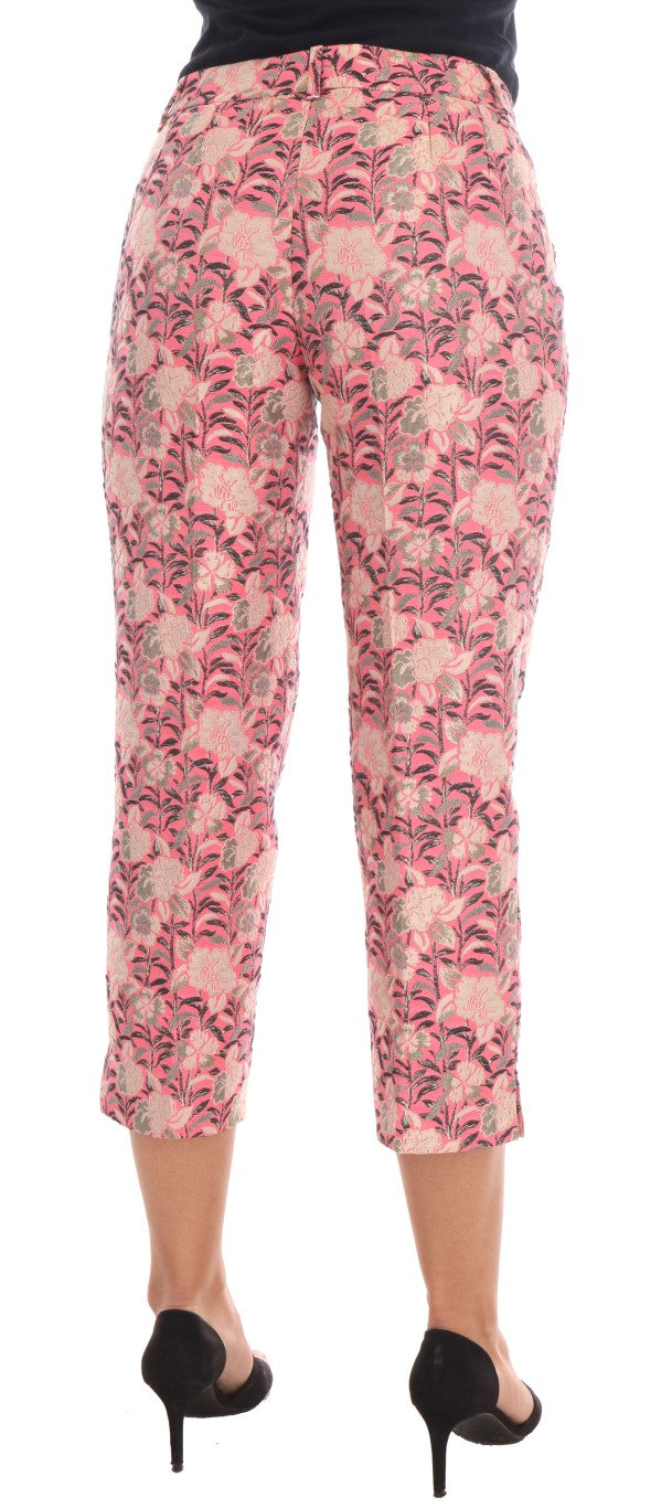 Dolce &amp; Gabbana Pink Floral Brocade Capri Pants