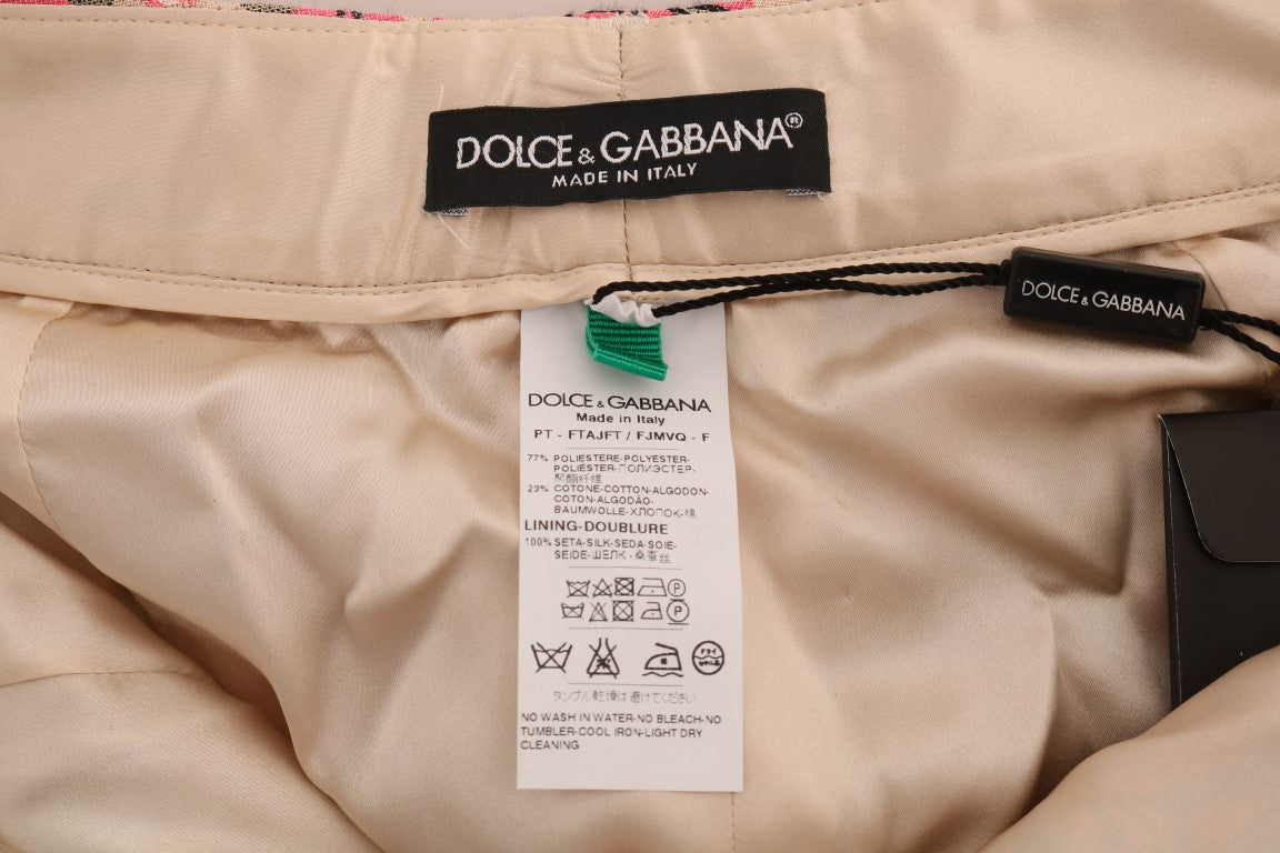 Dolce &amp; Gabbana Pink Floral Brocade Capri Pants