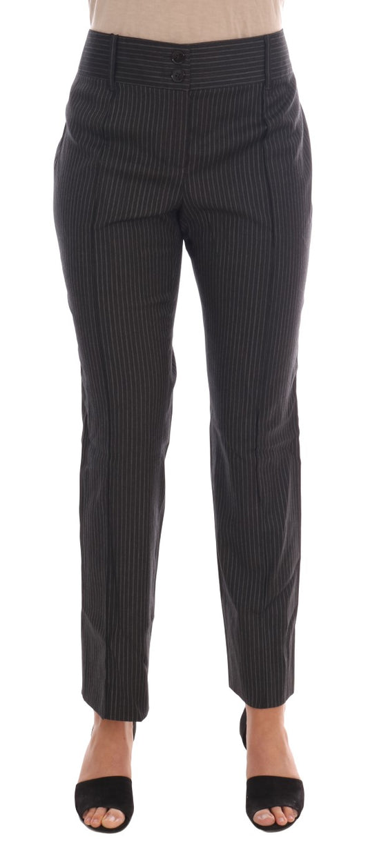 Dolce &amp; Gabbana Grey Wool Stretch Slim Dress Pants