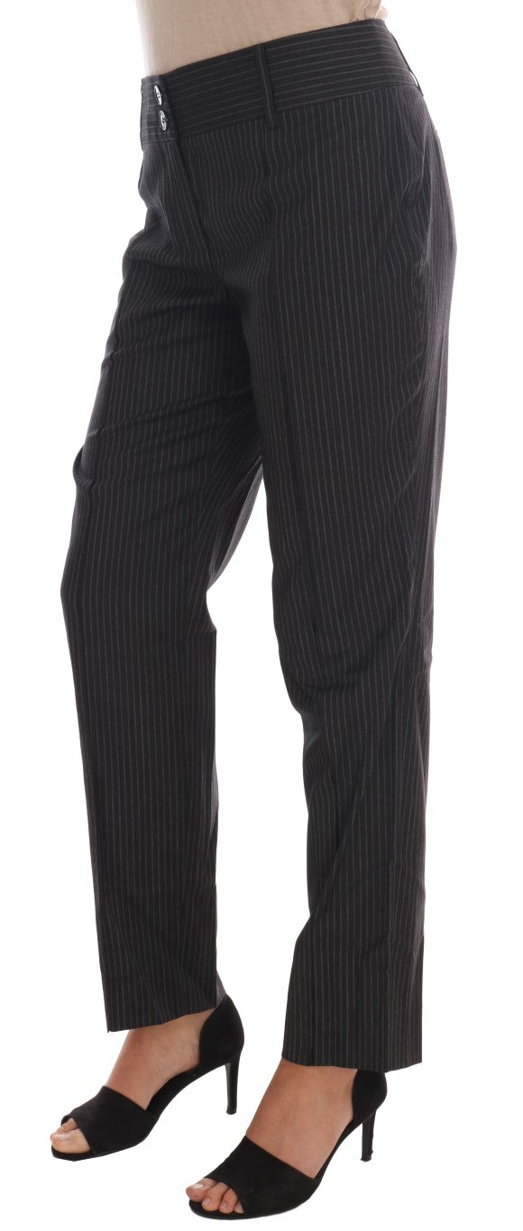 Dolce &amp; Gabbana Grey Wool Stretch Slim Dress Pants