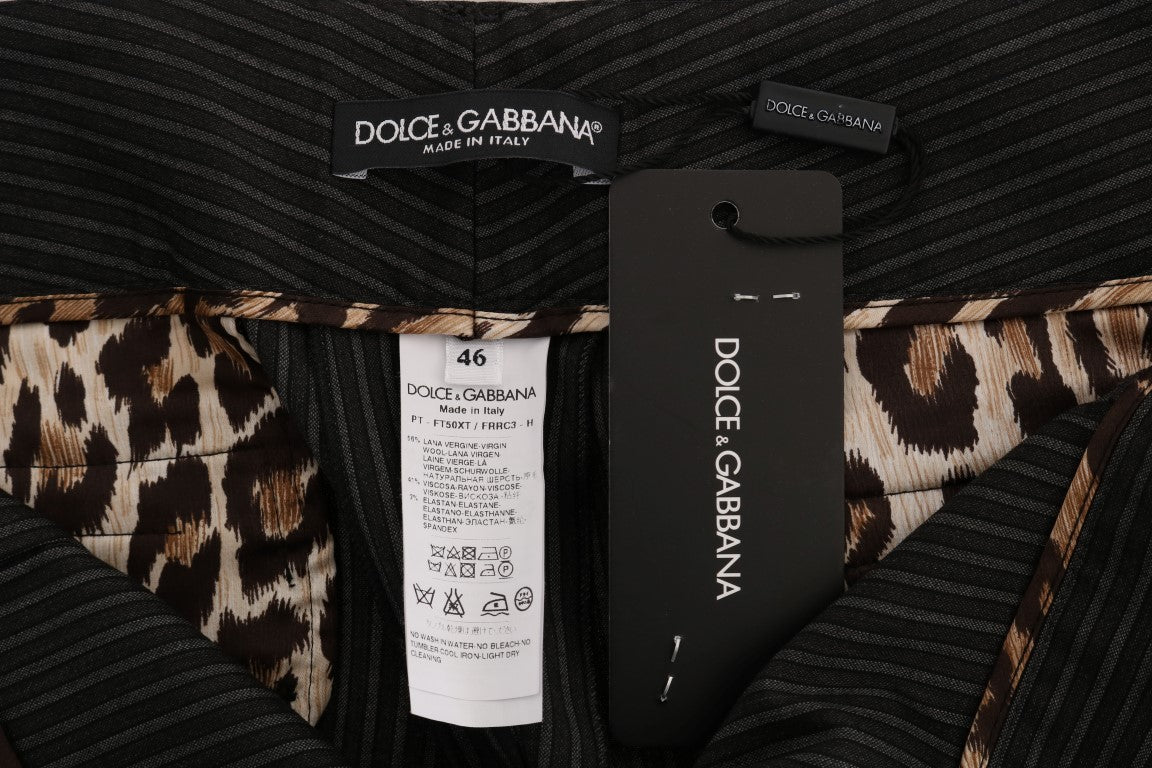 Dolce &amp; Gabbana Grey Wool Stretch Slim Dress Pants