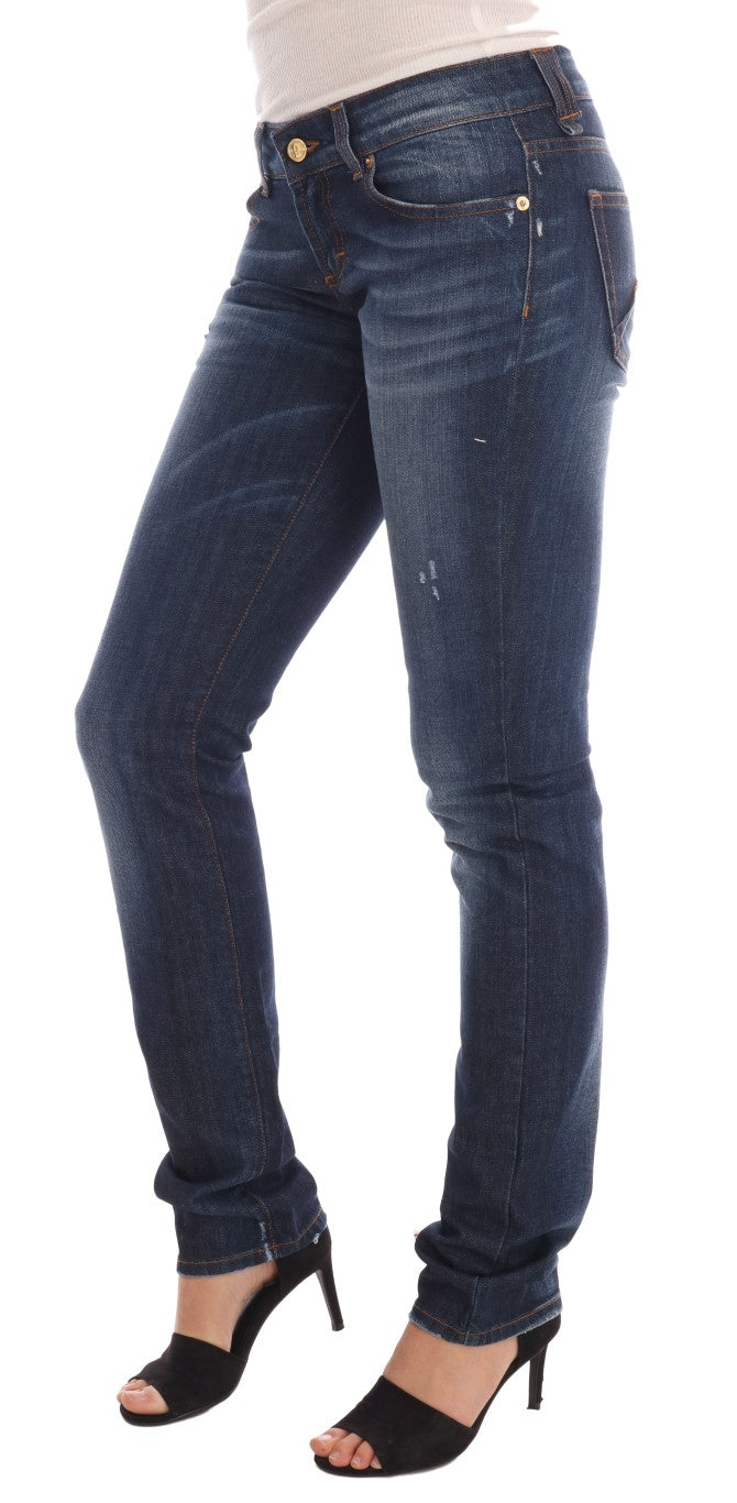 John Galliano Skinny Low-Jeans aus Stretch-Baumwolle in blauer Waschung