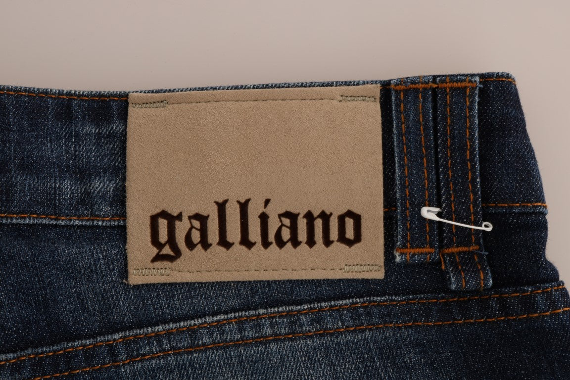 John Galliano Skinny Low-Jeans aus Stretch-Baumwolle in blauer Waschung