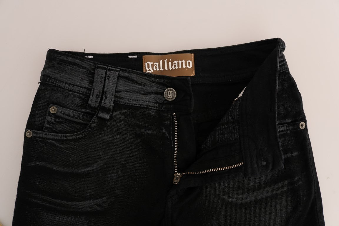 John Galliano Jeans mit normaler Passform aus Baumwollstretch in grauer Waschung