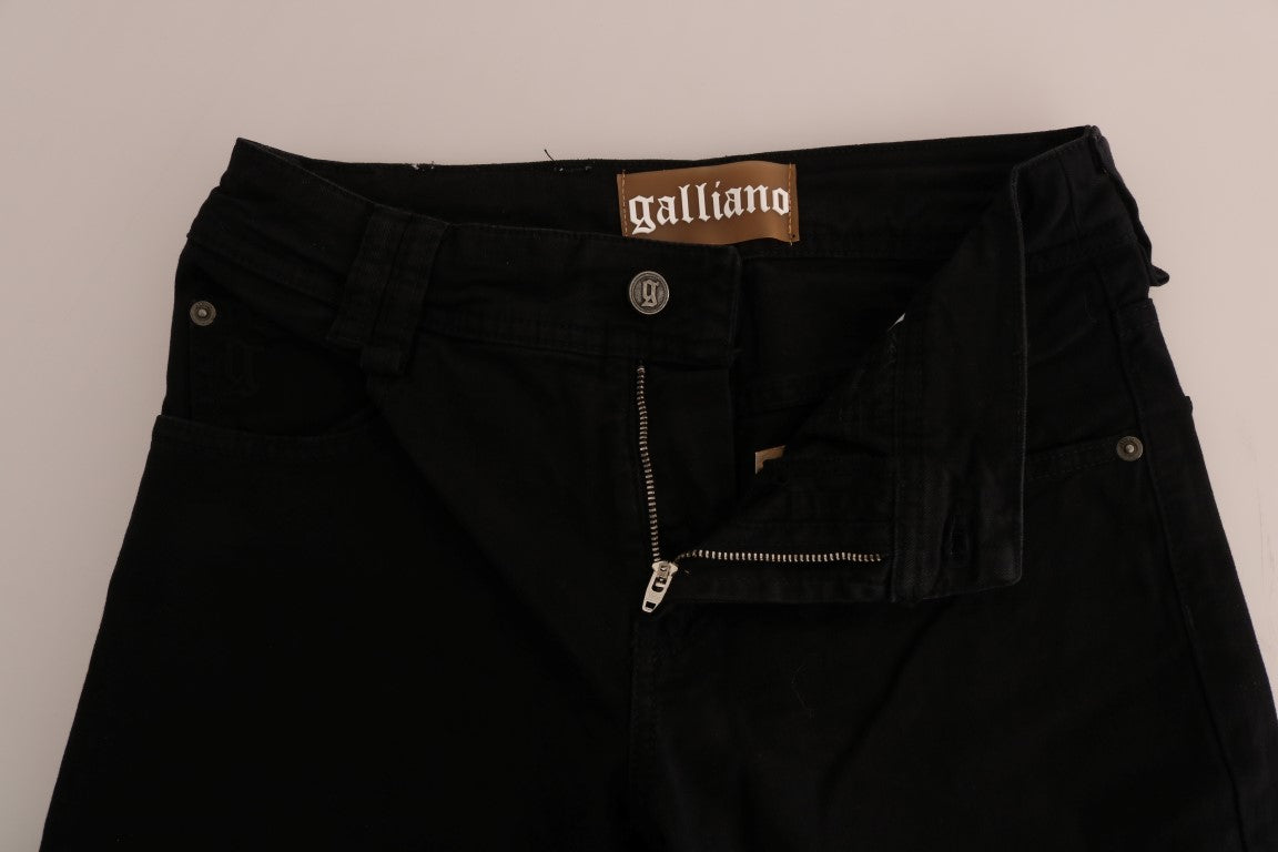 John Galliano schwarze Baumwoll-Denim-Stretch-Jeans mit normaler Passform