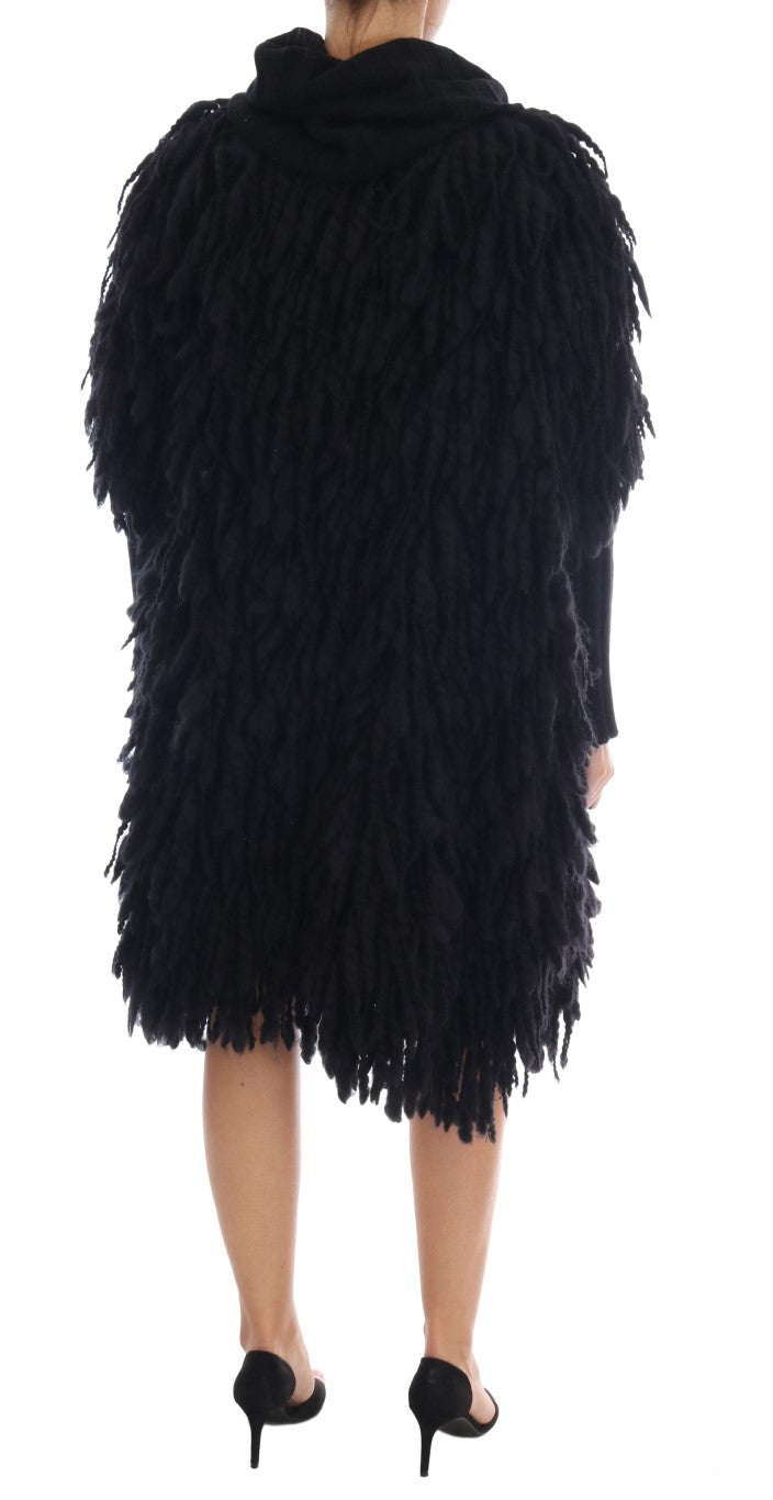 Dolce &amp; Gabbana Black Fringes Wool Pullover Sweater