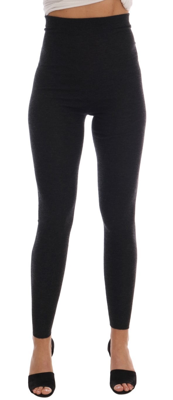 Dolce &amp; Gabbana Grey Cashmere Ribbed Stretch Tights