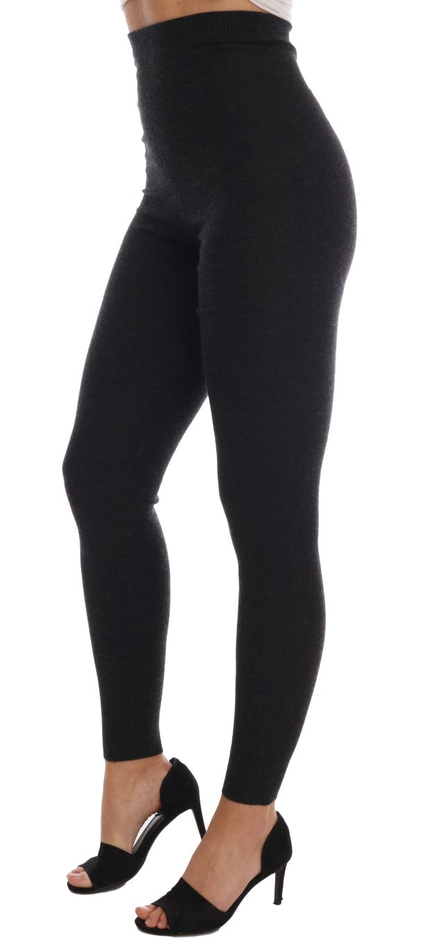 Dolce &amp; Gabbana Grey Cashmere Ribbed Stretch Tights