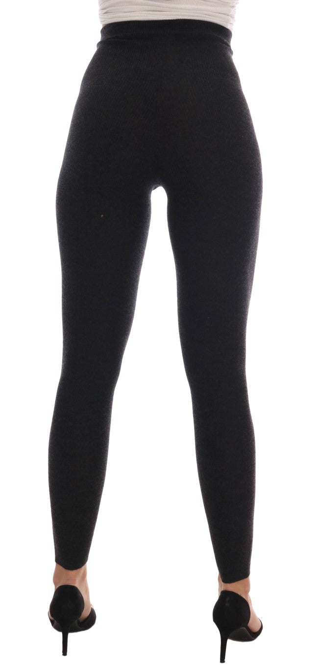 Dolce &amp; Gabbana Grey Cashmere Ribbed Stretch Tights