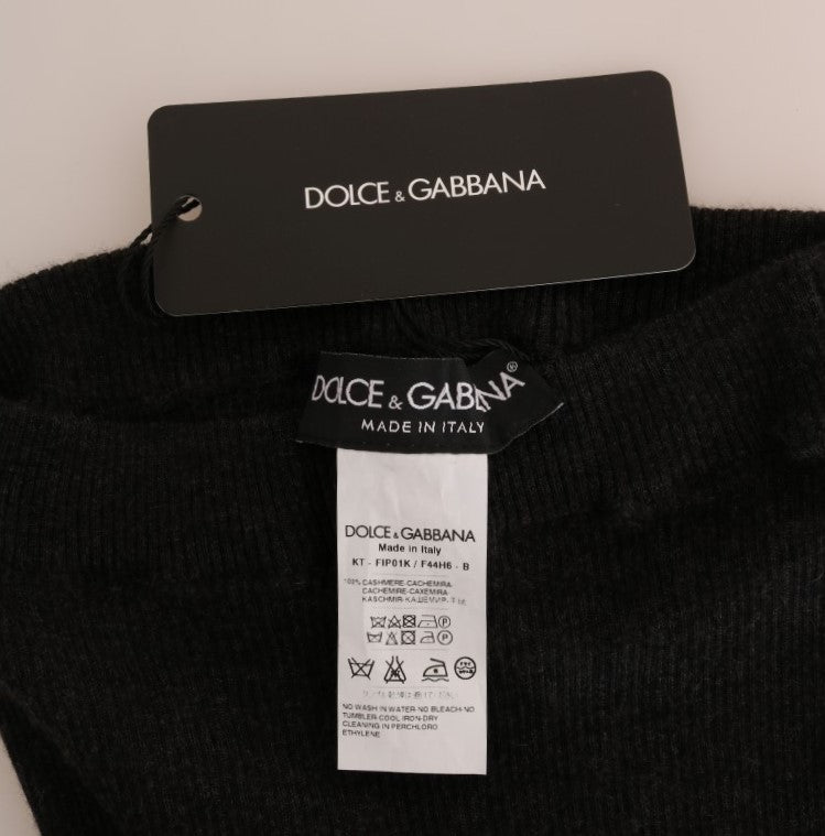 Graue gerippte Stretch-Strumpfhose aus Kaschmir von Dolce &amp; Gabbana