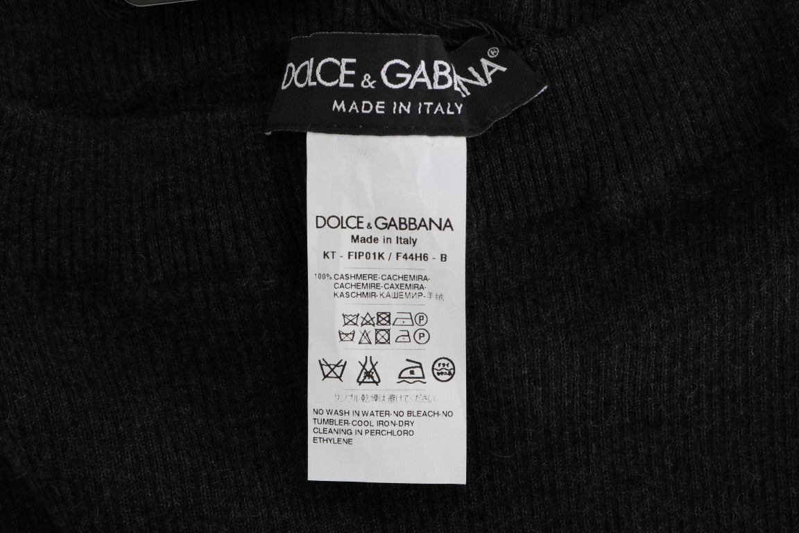 Graue gerippte Stretch-Strumpfhose aus Kaschmir von Dolce &amp; Gabbana