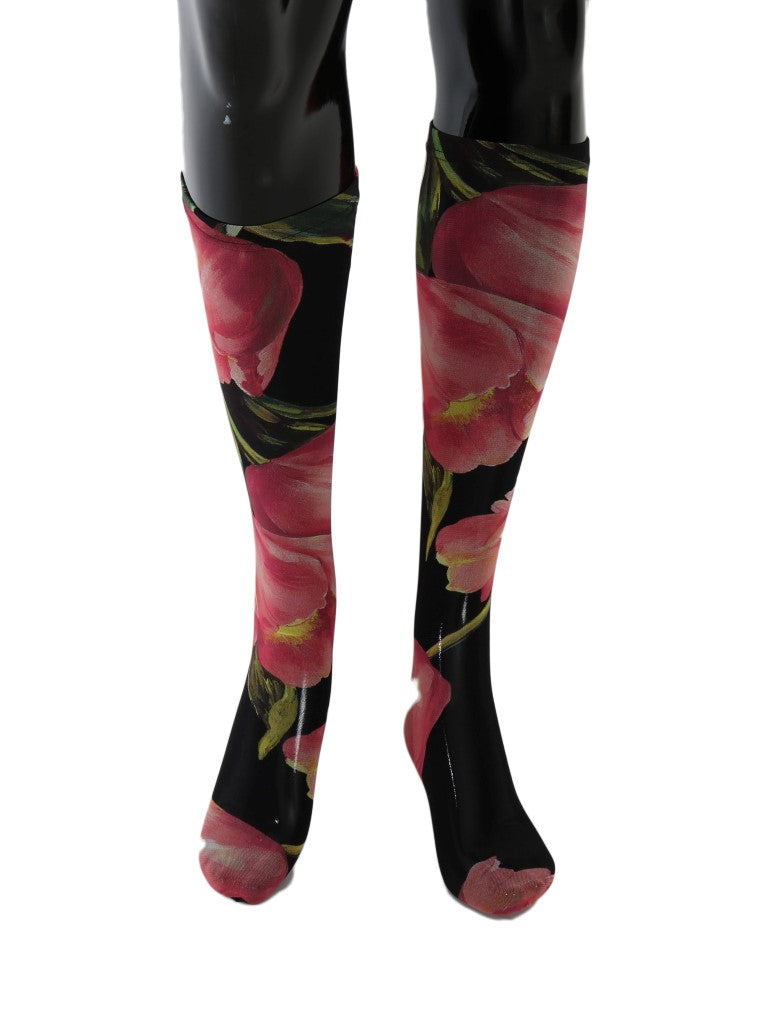 Mehrfarbige Nylonsocken mit Blumen- und Tulpenmuster von Dolce &amp; Gabbana