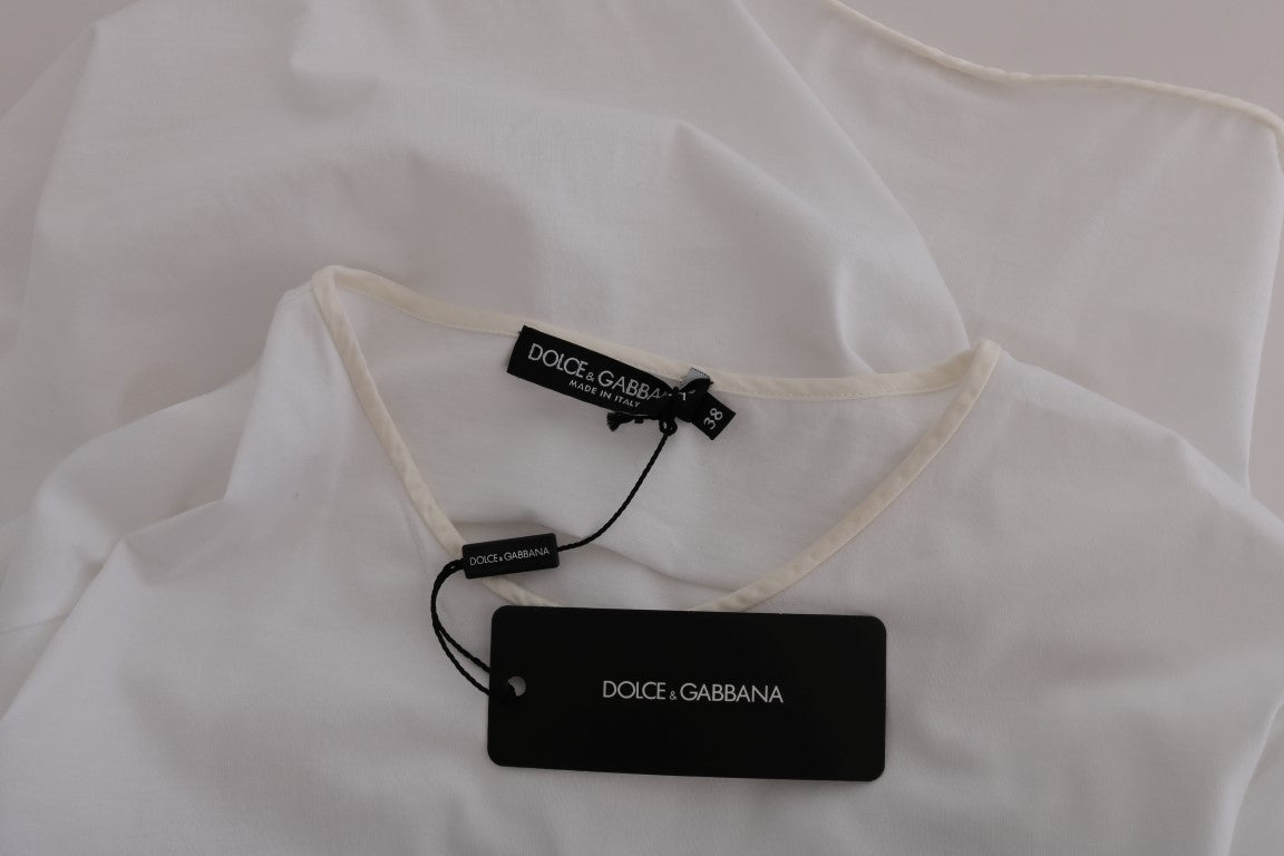 Dolce &amp; Gabbana White Cotton Silk T-Shirt