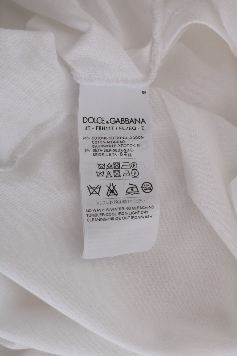 Dolce &amp; Gabbana White Cotton Silk T-Shirt