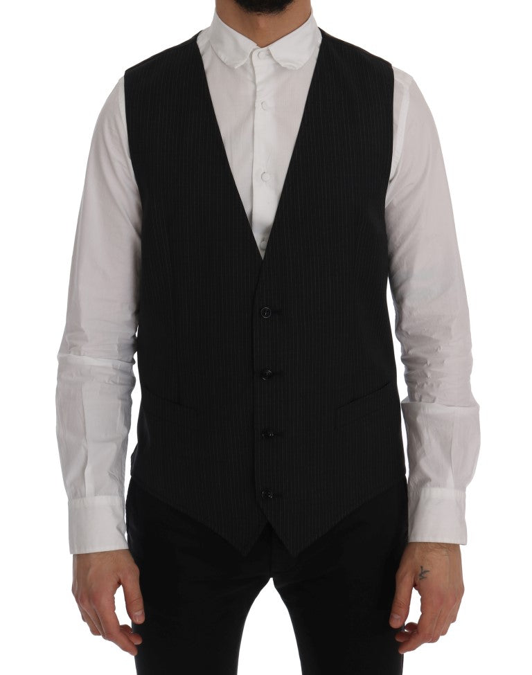 Dolce &amp; Gabbana Grey Wool Stretch Vest