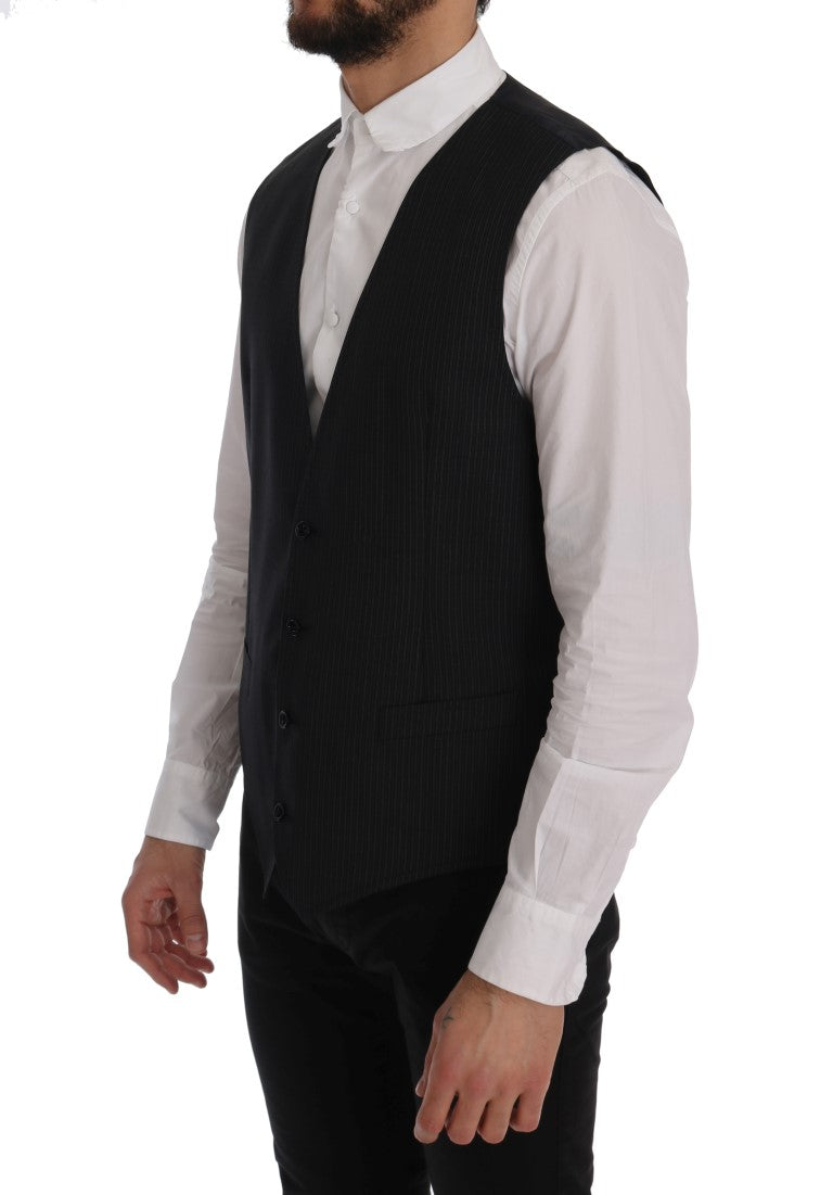 Dolce &amp; Gabbana Grey Wool Stretch Vest