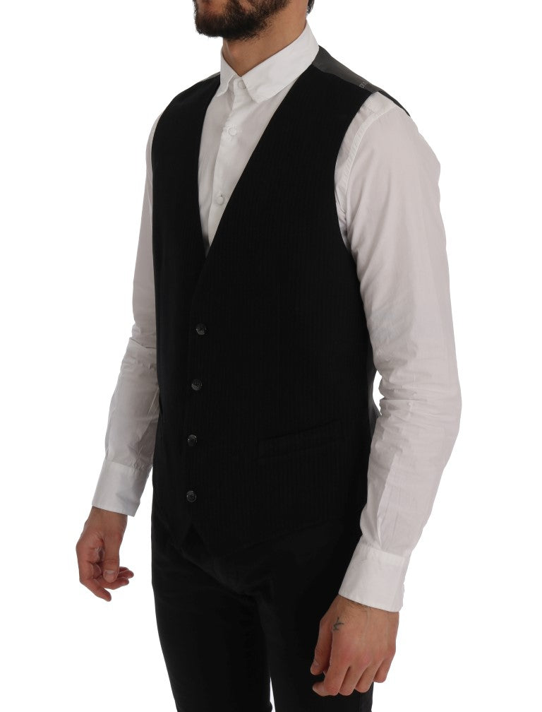 Dolce &amp; Gabbana Schwarze STAFF-Weste aus Baumwoll-Rayon