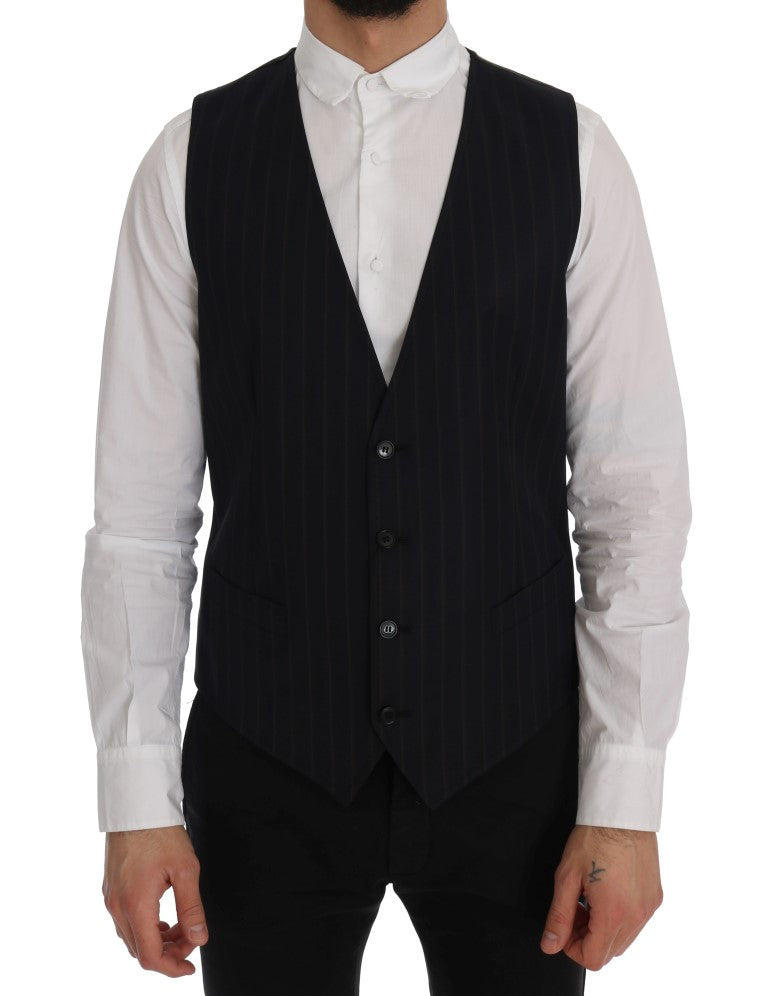 Dolce &amp; Gabbana Blue Wool Stretch Vest