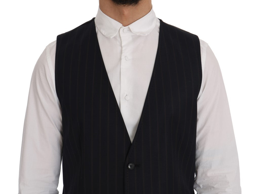 Dolce &amp; Gabbana Blue Wool Stretch Vest