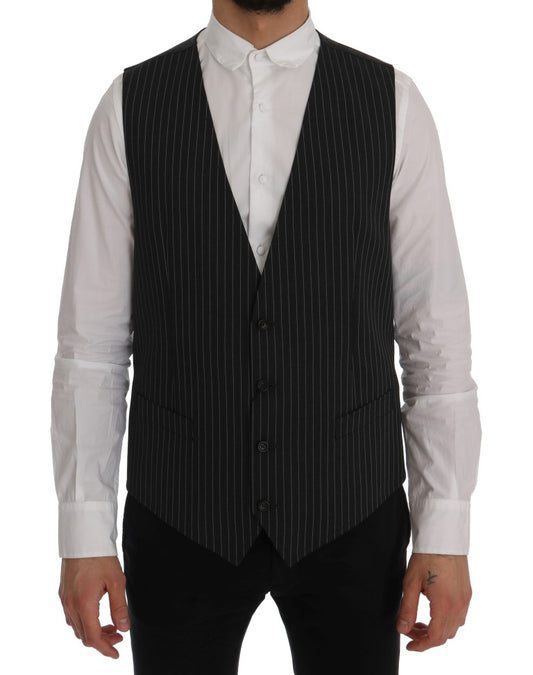 Dolce &amp; Gabbana Grey Wool Stretch Vest