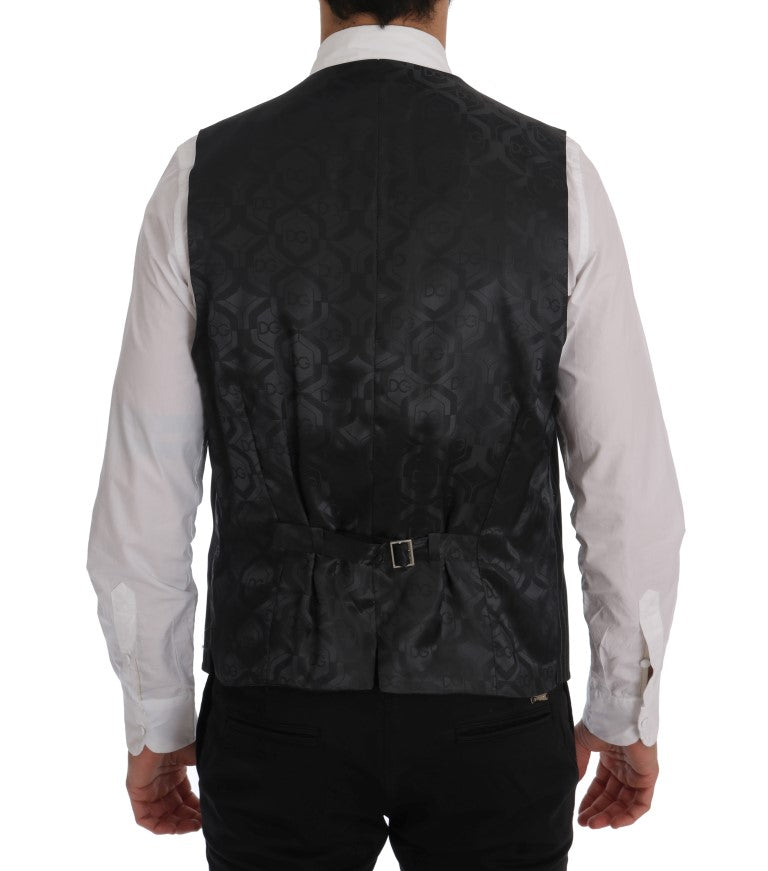 Dolce &amp; Gabbana Grey Wool Stretch Vest