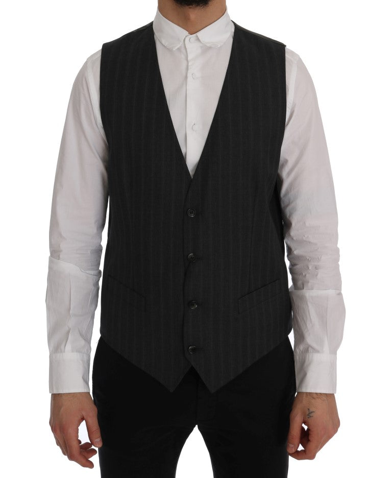 Dolce &amp; Gabbana Grey STAFF Wool Stretch Vest