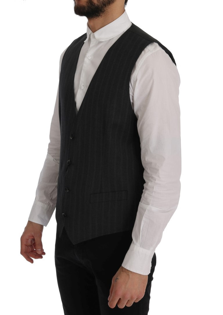 Dolce &amp; Gabbana Grey STAFF Wool Stretch Vest