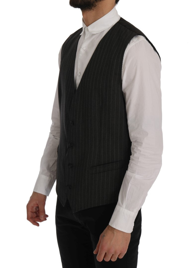 Dolce &amp; Gabbana Grey STAFF Wool Stretch Vest