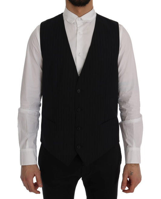 Dolce &amp; Gabbana Blue STAFF Wool Stretch Vest