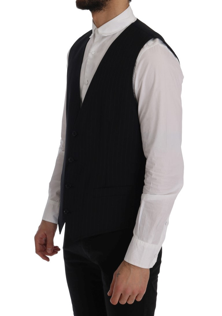 Dolce &amp; Gabbana Blue STAFF Wool Stretch Vest