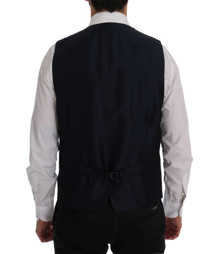 Dolce &amp; Gabbana Blue STAFF Wool Stretch Vest