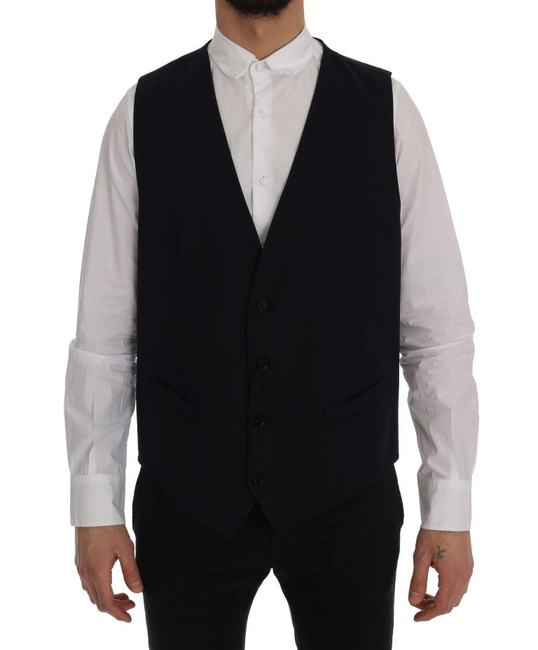 Dolce &amp; Gabbana Blue STAFF Wool Stretch Vest