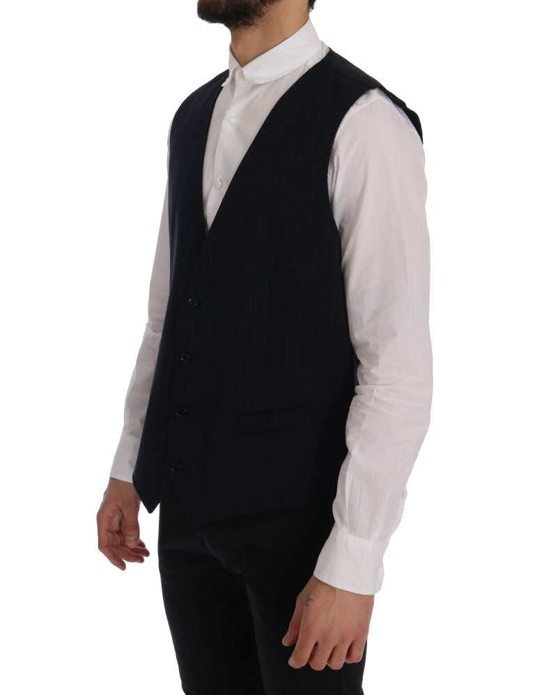 Dolce &amp; Gabbana Blue STAFF Wool Stretch Vest