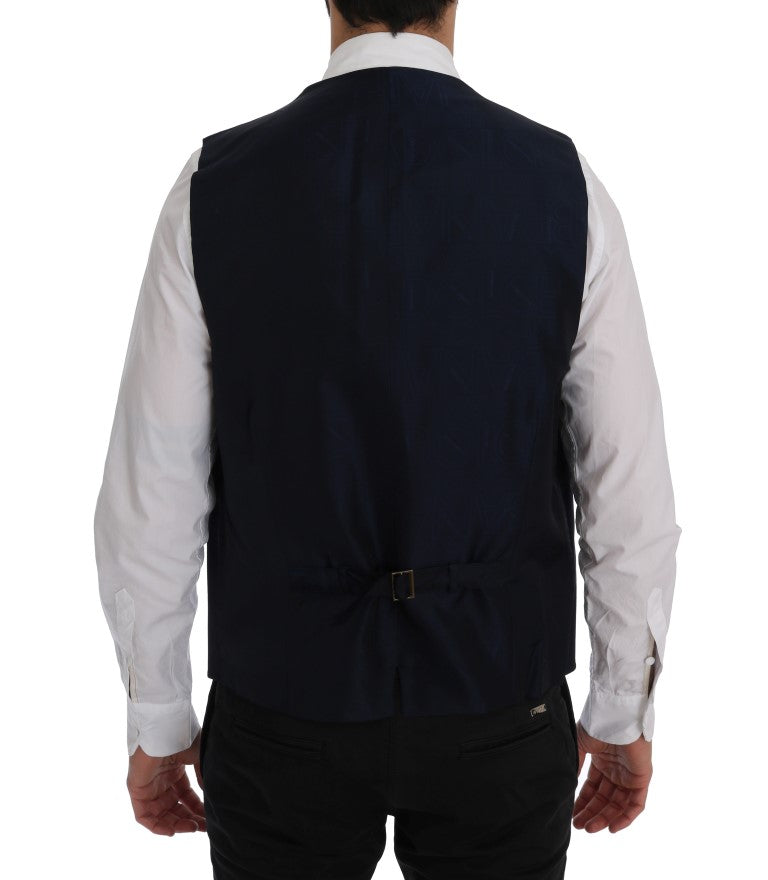 Dolce &amp; Gabbana Blue STAFF Wool Stretch Vest