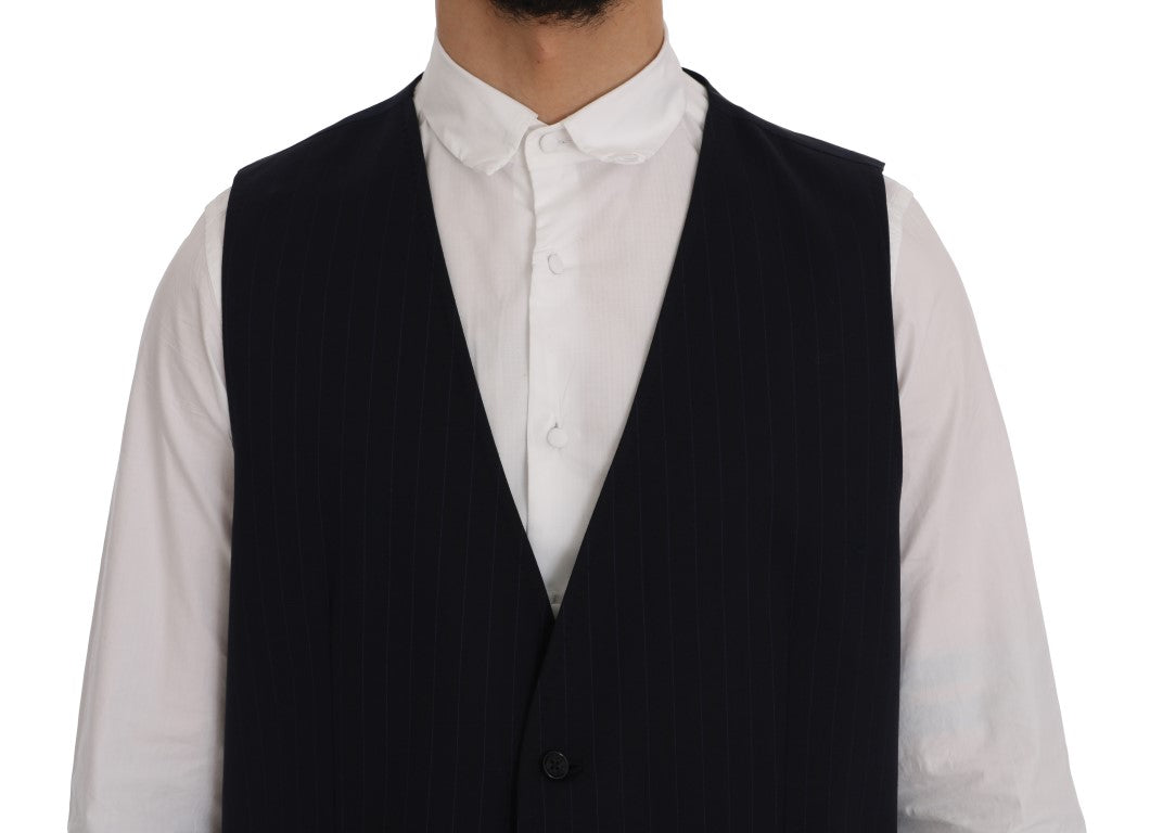 Dolce &amp; Gabbana Blue STAFF Wool Stretch Vest