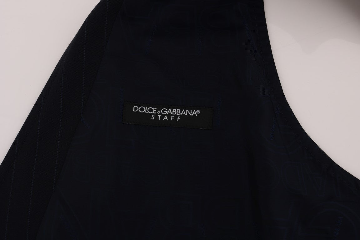 Dolce &amp; Gabbana Blue STAFF Wool Stretch Vest