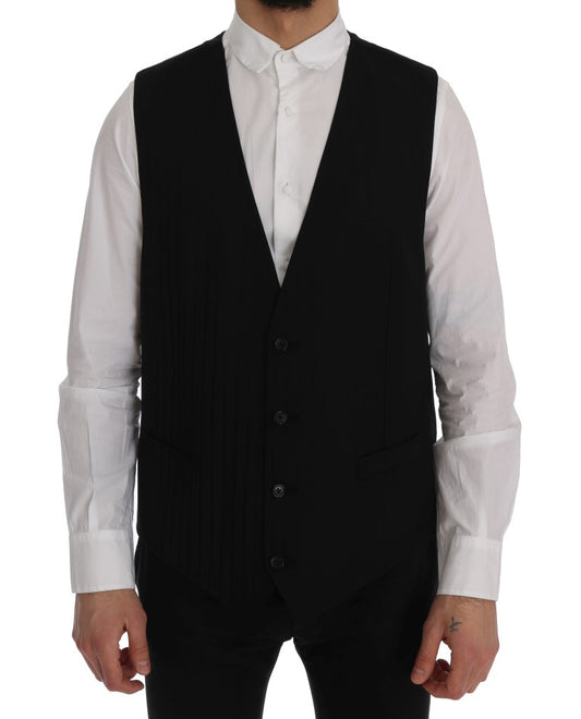 Dolce &amp; Gabbana Black STAFF Wool Stretch Vest