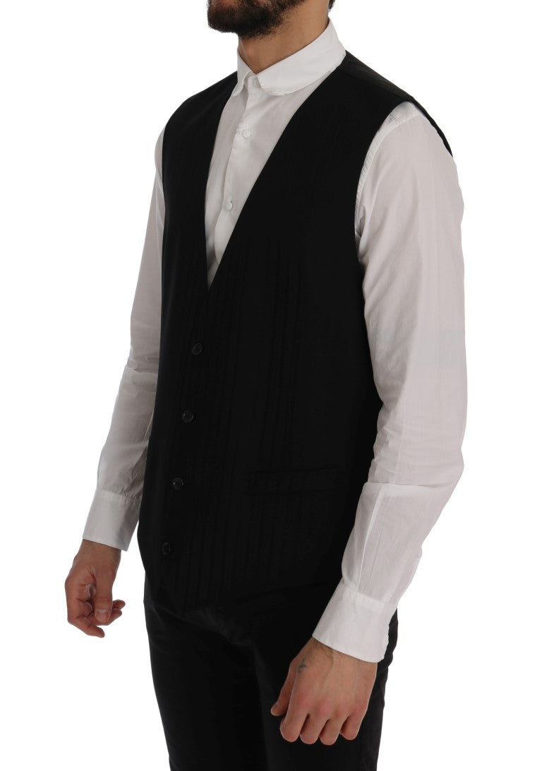 Dolce &amp; Gabbana Black STAFF Wool Stretch Vest