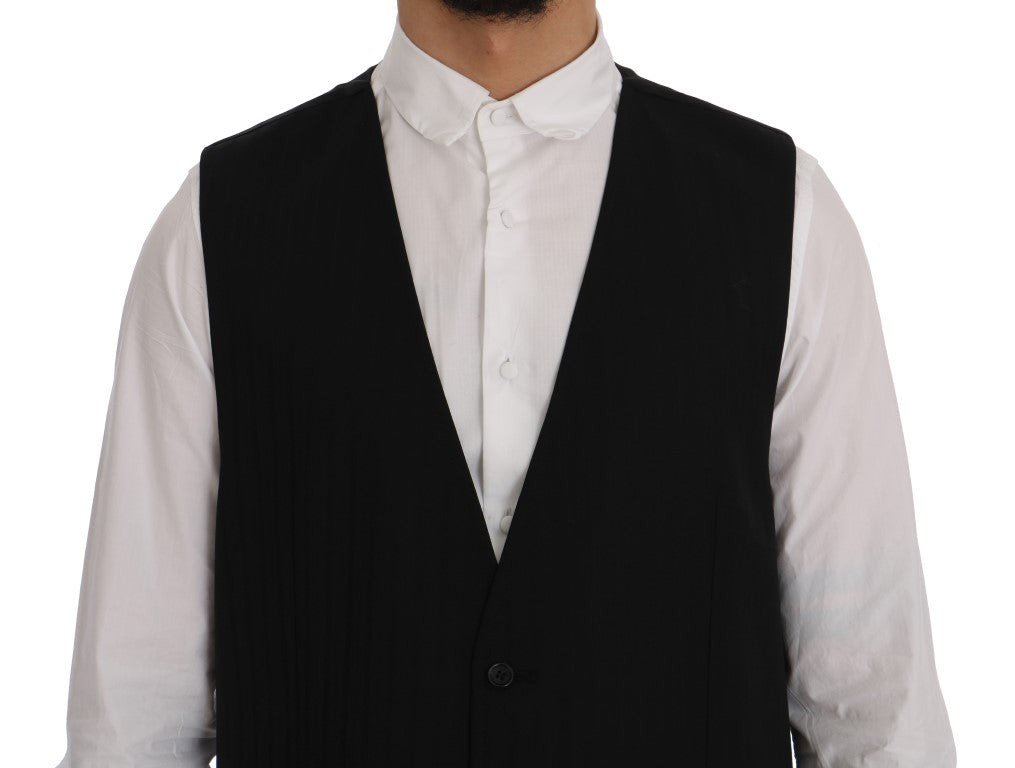 Dolce &amp; Gabbana Black STAFF Wool Stretch Vest