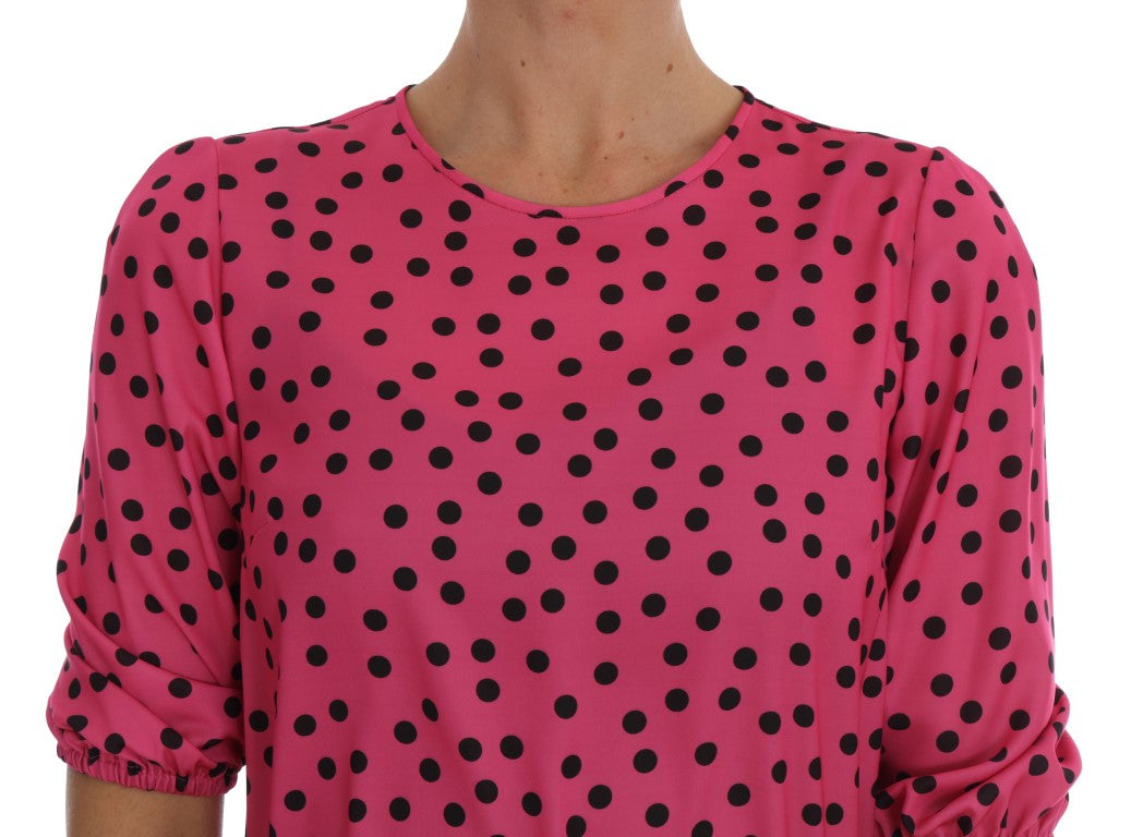 Dolce &amp; Gabbana Pink Polka Dotted Silk Blouse