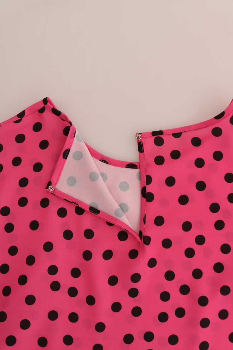 Dolce &amp; Gabbana Pink Polka Dotted Silk Blouse