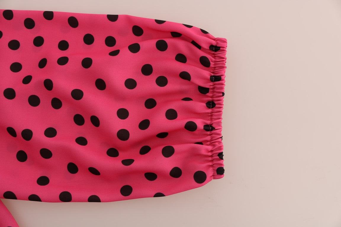 Dolce &amp; Gabbana Pink Polka Dotted Silk Blouse