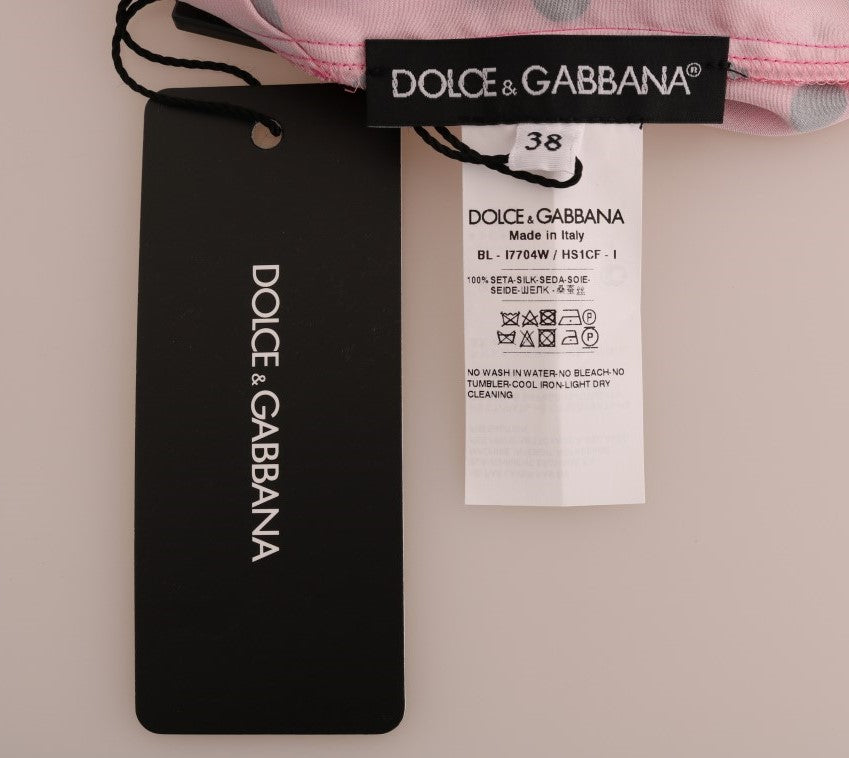 Dolce &amp; Gabbana Rosa gepunktete Seidenbluse