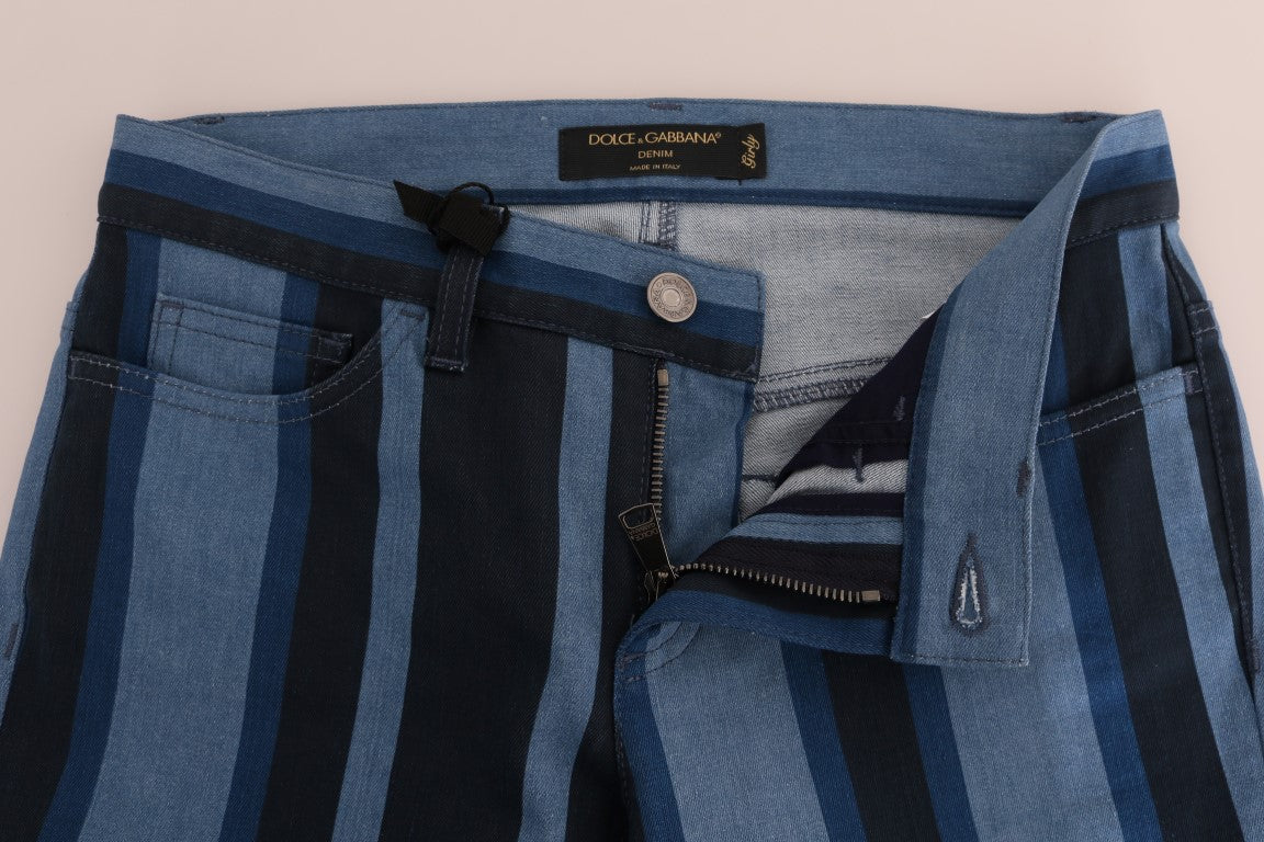 Dolce &amp; Gabbana Blue GIRLY Striped Cotton Jeans