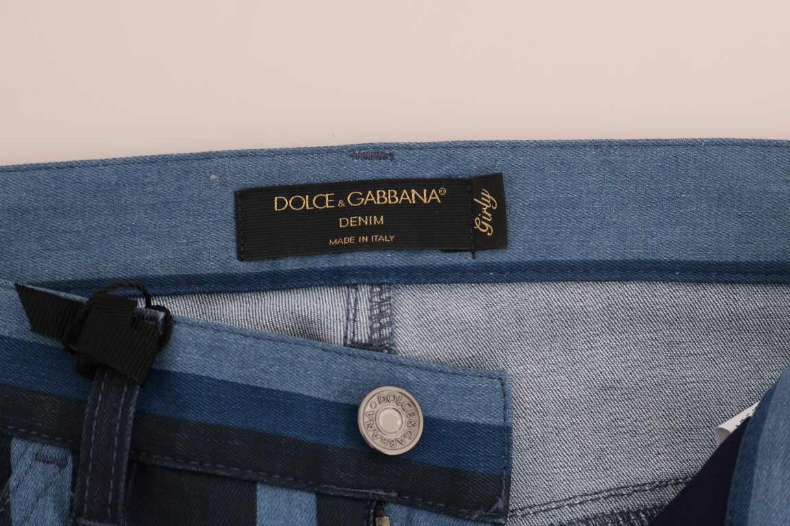 Dolce &amp; Gabbana Blue GIRLY Striped Cotton Jeans