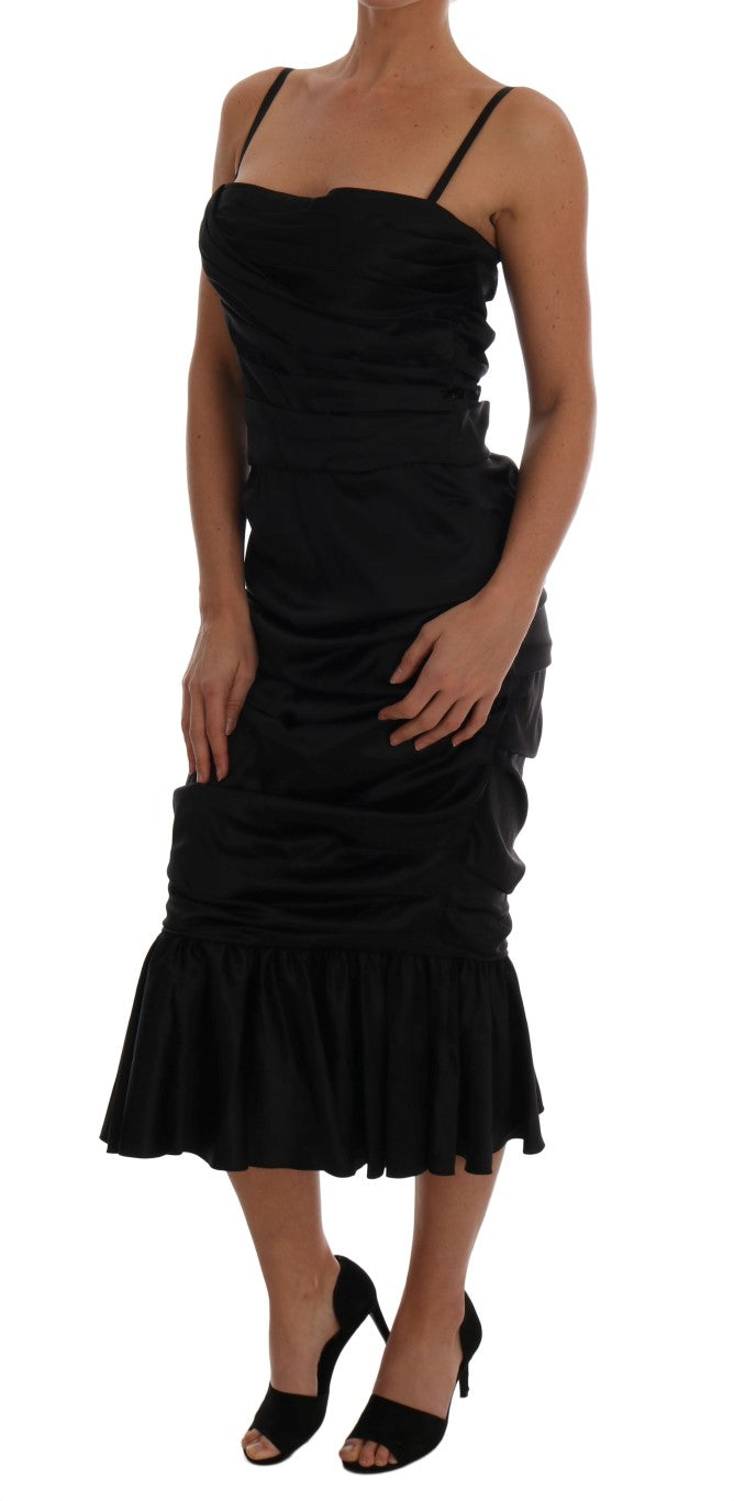 Dolce &amp; Gabbana Black Mermaid Ruched Gown Dress